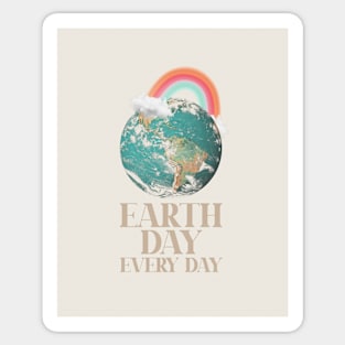 Earth day everyday, Earth planet and rainbow Sticker